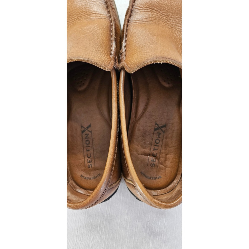 Section X Mens Brown Leather Driving Loafers Slip On Shoes 292SX0018 Size 8 M - Picture 7 of 8